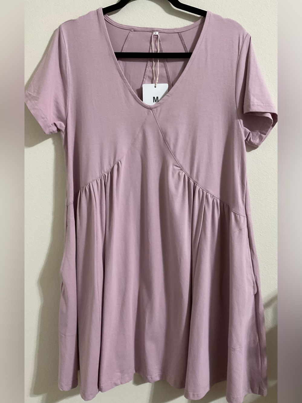 NWT- Fashion Clothing Women’s V-Neck Short Sleeve Tunic Dress - Dusty Mauve